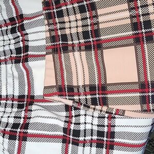 Pink White Plaid Tartan Pencil Mini Skirt Plus Size 4XL Elastic Waist 2 PK